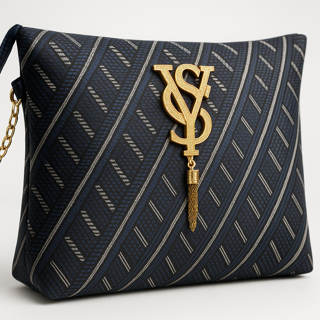 Luxury Designer Handbag for Women – Geometric Pattern with Gold YS Logo