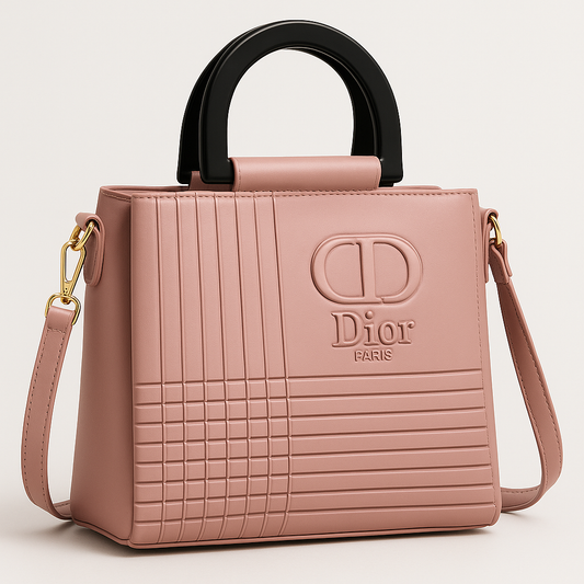 Dior Paris Designer Handbag – Soft Pink with Stylish Black Handle