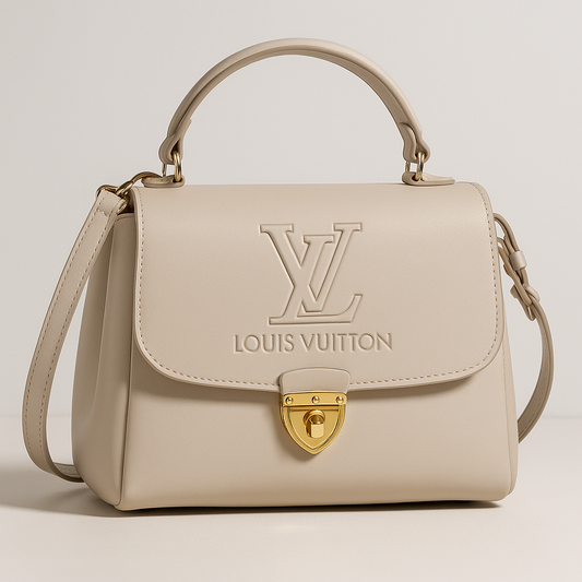 Elegant Louis Vuitton Beige Leather Shoulder Bag – Premium Designer Handbag for Women