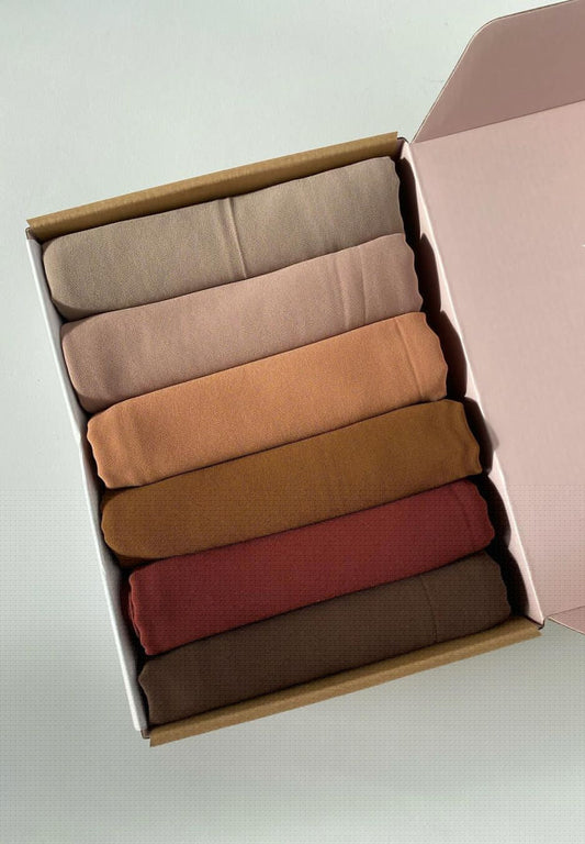 GEORGETTE HIJAB BOX OF 6 IN "SUNSET VIBES"